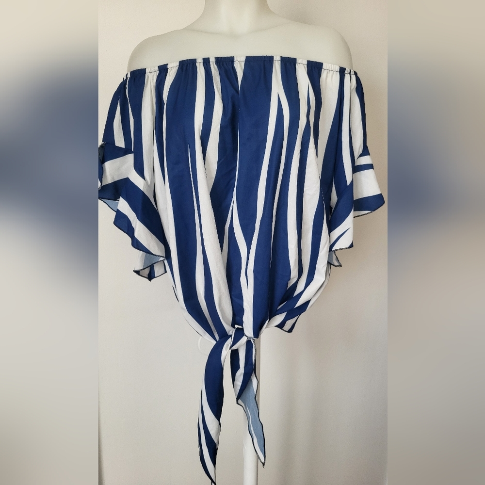 Lucky More Women's Striped Loose Off Shoulder Blouse